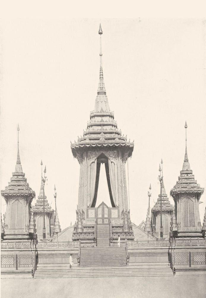 BURMA. Burma. The Funeral Pyre of King Chulalonkorn;  1900 old antique print